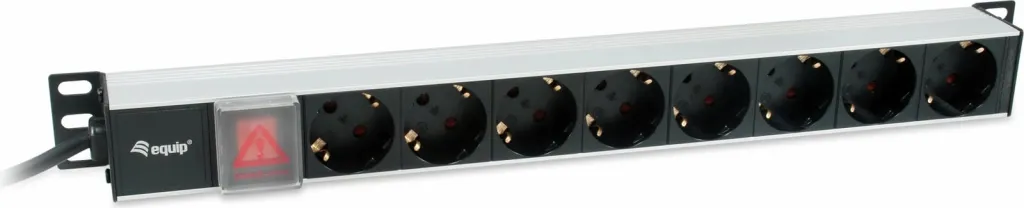 PDU Equip 8-sh, alumini, 3m, 1U, zi/argjendtë - 2
