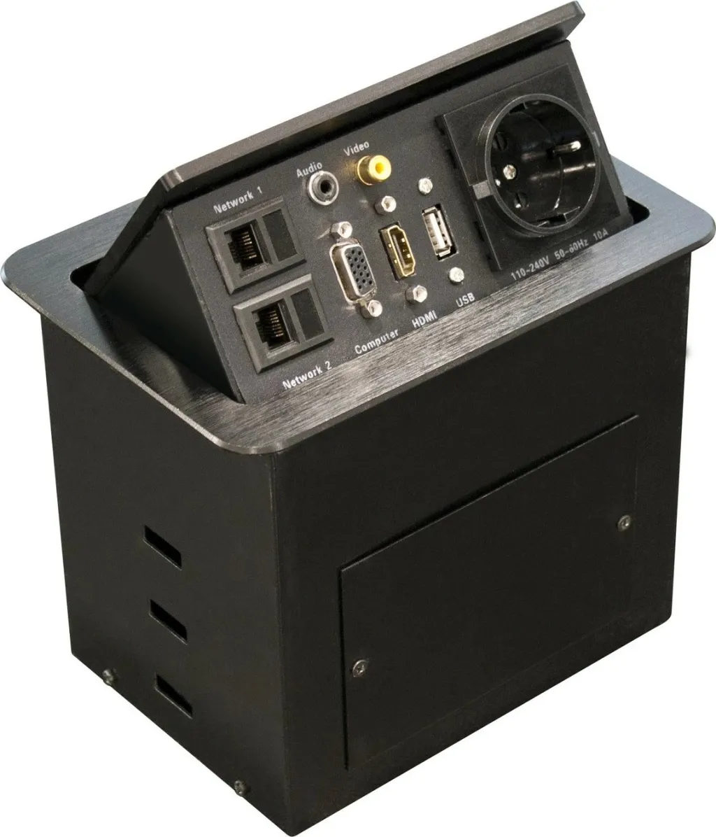 Kuti Equip 333341, tavoline me prizë Schuko, USB, HDMI, VGA, LAN, e zezë - 1