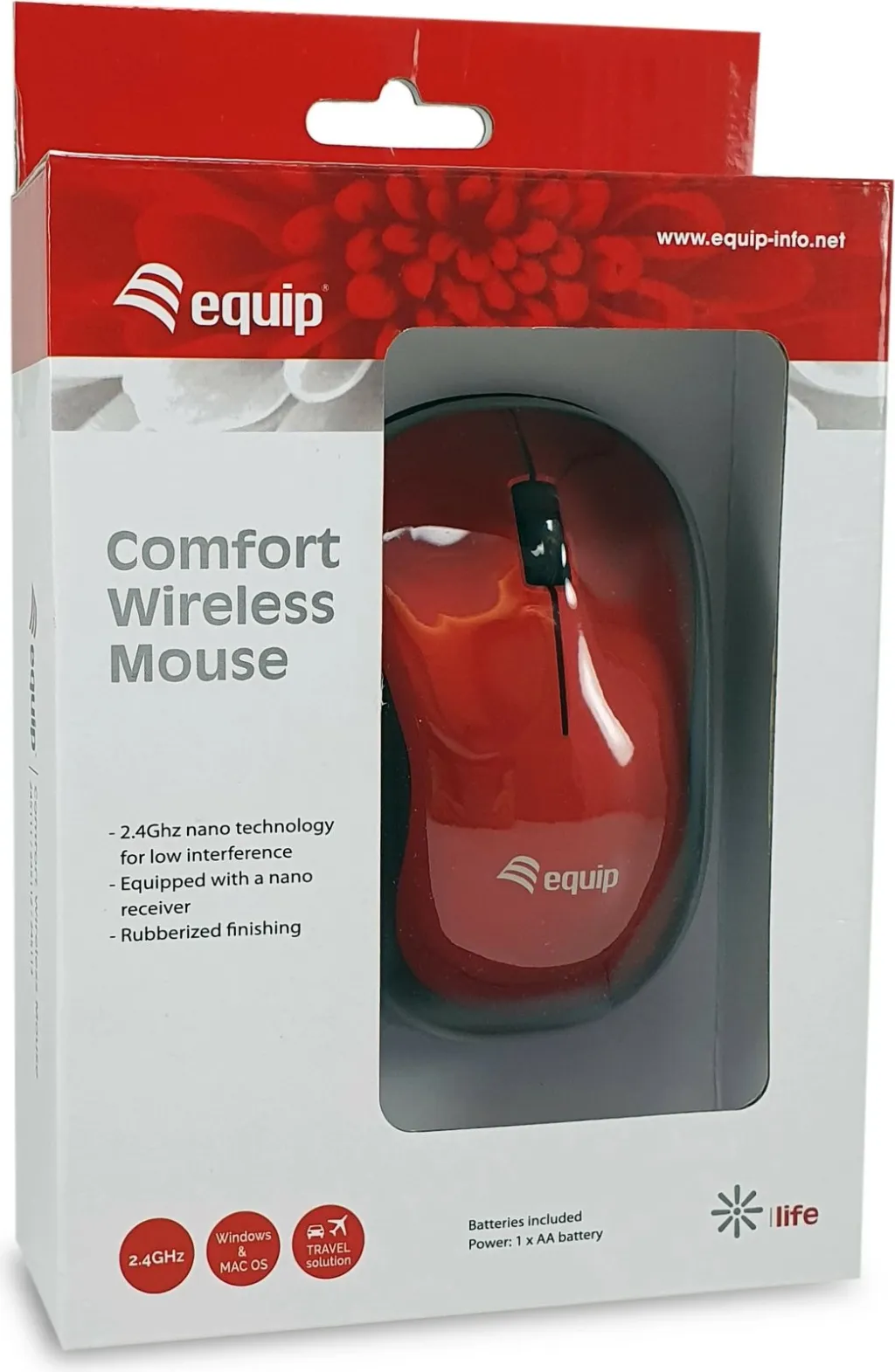 Maus wireless Equip Comfort, optik, RF, i kuq - 4