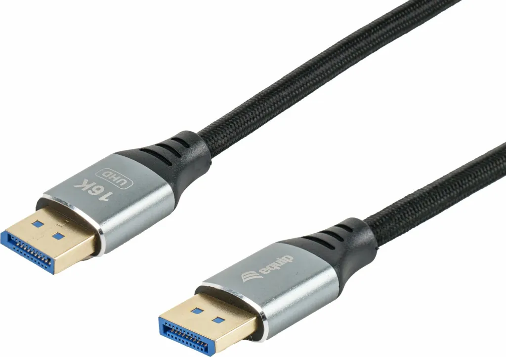 Kabllo DisplayPort 2.1 Premium Equip, 1.0m, 16K/60Hz, 54Gbps, e zezë - 2