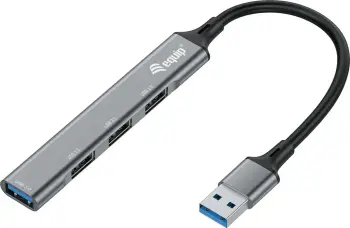 USB hub 4 porte Equip, USB 3.0/2.0, alumini, 0.15m, zi, hiri