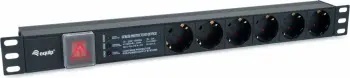 PDU Equip 6-shpina, 1U, 1.8m, alumini, me mbrojtje nga rryma e lartë
