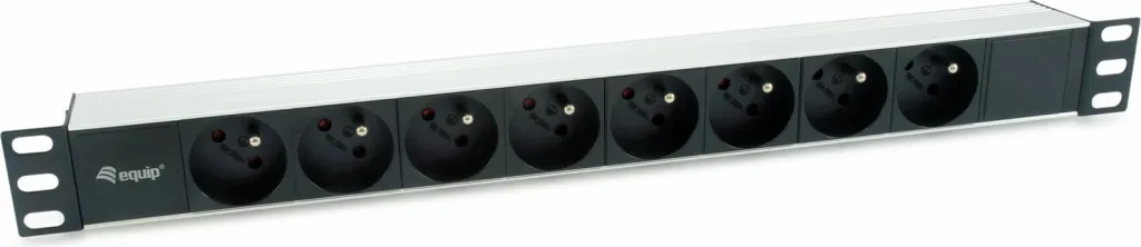 PDU Equip 333313, 1U, 8 dalje, alumini, zi/argjendt - 1