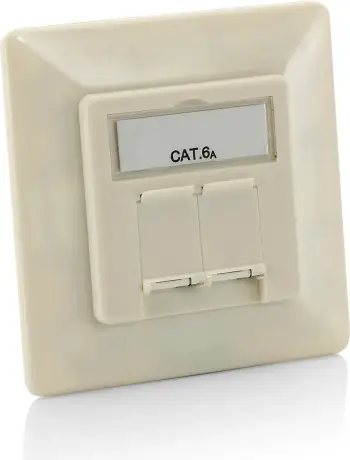 Faceplate modular Equip Cat.6A, 2 porta RJ-45, polikarbonat, e bardhë