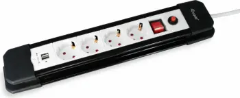 Shtrirëse rryme Equip 245553, 4 dalje, 2 USB, 1.5m, plastikë, zi/bardhë