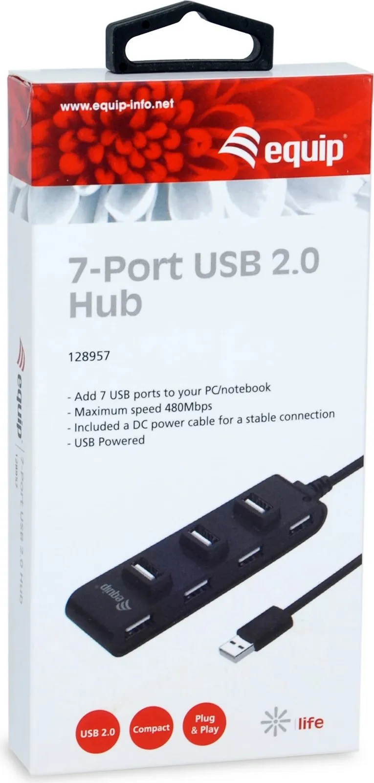 USB hub Equip 7-Port USB 2.0, 480 Mbit/s, zi - 4