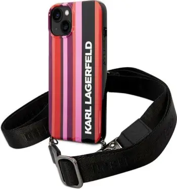 Mbështjellës Karl Lagerfeld Color Stripes Strap për iPhone 14 Plus / 15 Plus, Rozë