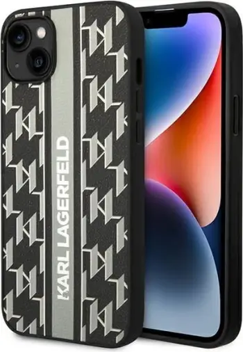 Mbështjellës Karl Lagerfeld KLHCP14MPGKLSKG për iPhone 14 Plus 6.7", Monogram Stripe, Gri