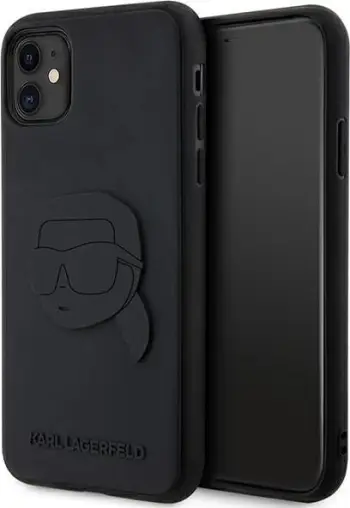 Mbështjellës Karl Lagerfeld KLHCN613DRKNK për iPhone 11/XR 6.1", hardcase, Rubber Karl Head 3D, zi