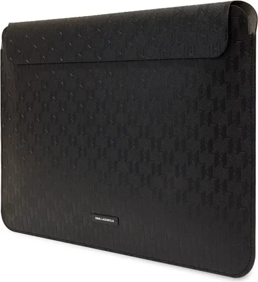Mbështjellës laptopi Karl Lagerfeld Saffiano Plaque, 14", lëkurë eko, e zezë - 2