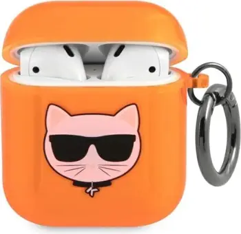 Mbështjellës Karl Lagerfeld KLA2UCHFO për AirPods 1/2, me unazë, portokalli