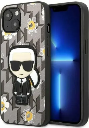 Mbulesë telefoni Karl Lagerfeld Flower Ikonik Karl, për iPhone 13 mini 5.4", gri, TPU