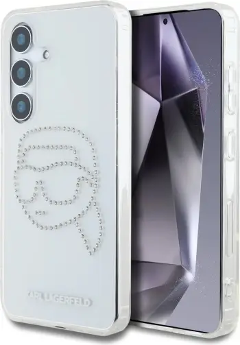 Mbështjellës Karl Lagerfeld Rhinestones Karl Head Logo për Samsung Galaxy S25, transparent