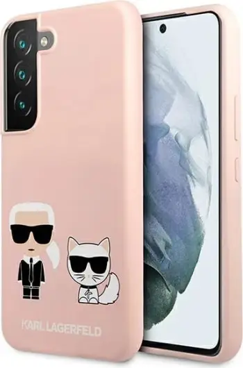 Mbështjellës Karl Lagerfeld Silicone Ikonik Karl & Choupette për Samsung Galaxy S22+, Rozë e çelët