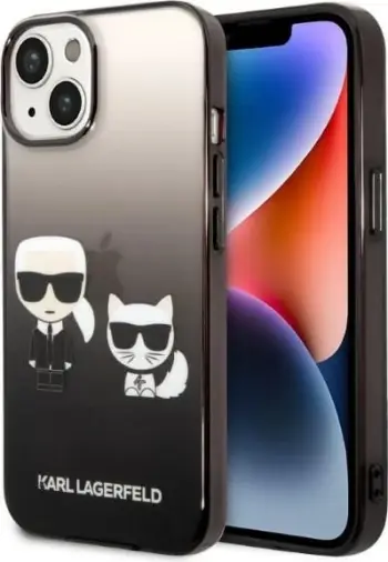 Mbulesë telefoni Karl Lagerfeld Ikonik Karl &amp; Choupette, për iPhone 14 Plus 6.7", hardcase, gradient e zezë