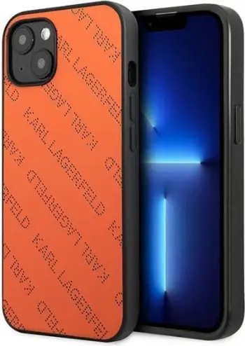 Mbështjellës Karl Lagerfeld Perforated Allover për iPhone 13/14/15, 6.1", Portokalli