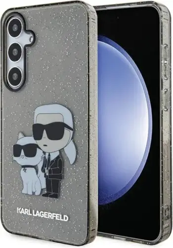 Mbështjellës Karl Lagerfeld KLHCS24MHNKCTGK për Samsung Galaxy S24+ S926, hardcase, Glitter Karl & Choupette, zi