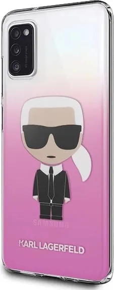 Mbështjellës Karl Lagerfeld Ikonik për Samsung Galaxy A41, rozë gradient - 1