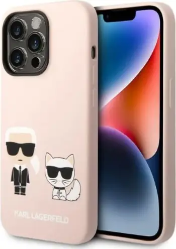 Mbrojtëse telefoni Karl Lagerfeld KLHMP14LSSKCI, iPhone 14 Pro 6.1", silikon, rozë e çelët