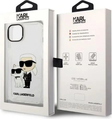 Mbulesë telefoni Karl Lagerfeld KLHCP14MHNKCTGT, për iPhone 14 Plus, e tejdukshme, me shkëlqim - 2