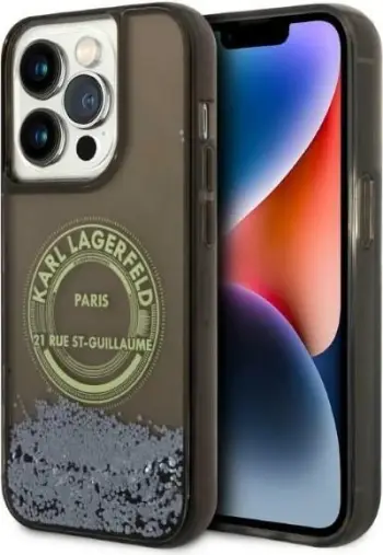 Mbulesë telefoni Karl Lagerfeld KLHCP14LLCRSGRK, për iPhone 14 Pro, hardcase Liquid Glitter, e zezë