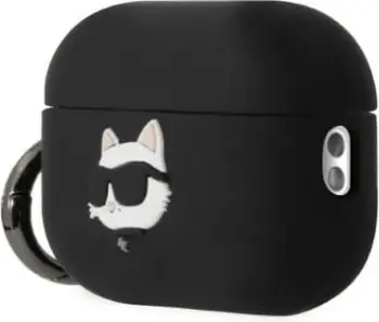 Kutia mbrojtëse Karl Lagerfeld Choupette, për AirPods Pro 2, silikon, e zezë