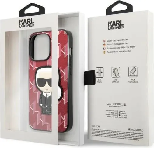 Mbështjellës Karl Lagerfeld Monogram Ikonik Patch për iPhone 13 Pro Max, i fortë, Kuq - 2