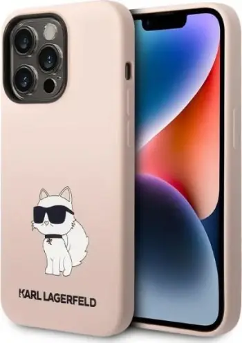 Mbulesë telefoni Karl Lagerfeld KLHCP14LSNCHBCP, për iPhone 14 Pro 6.1", silikon, rozë