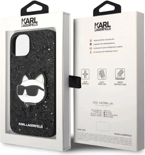 Mbështjellës Karl Lagerfeld Glitter Choupette për iPhone 14 Plus 6.7", i zi, hardcase - 2