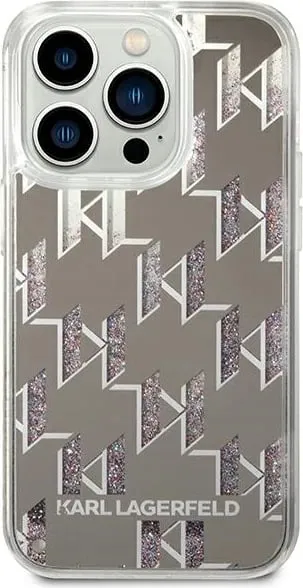 Mbulesë telefoni Karl Lagerfeld Liquid Glitter Monogram për iPhone 14 Pro Max 6.7", hardcase, argjendi - 2