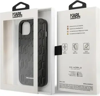 Futrollë Karl Lagerfeld Monogram Plaque për iPhone 13 mini, hardcase, e zezë