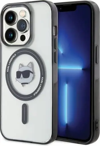 Mbështjellës Karl Lagerfeld IML Choupette's Head MagSafe për iPhone 15 Pro, Transparent