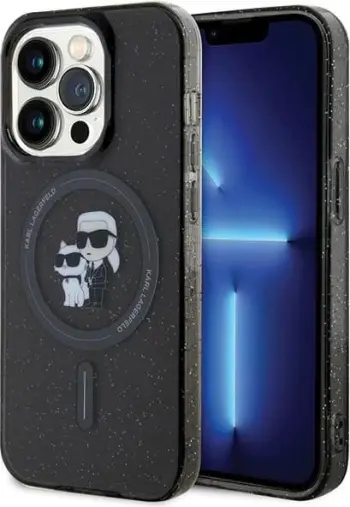 Kllapë mbrojtëse Karl Lagerfeld KLHMP15LHGKCNOK, për iPhone 15 Pro 6.1", MagSafe, e zezë me shkëlqim