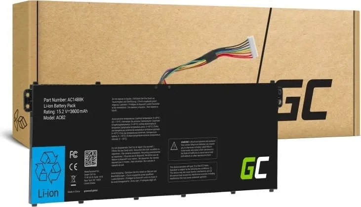 Bateri laptopi Green Cell AC62, 3600 mAh, e zezë - 1