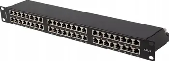 Patch panel Lanberg PPS5-1048-B, 48 porta, 1U, 19", Cat.5e, i mbrojtur, i zi