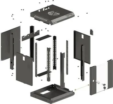 Kasë RACK LANBERG 10" 9U 300x300mm, e zezë, dyer xhami - 9