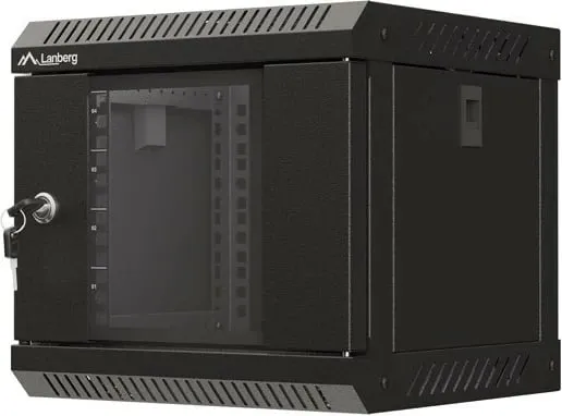Kasë RACK LANBERG 10" 4U, e zezë, dyer xhami - 1