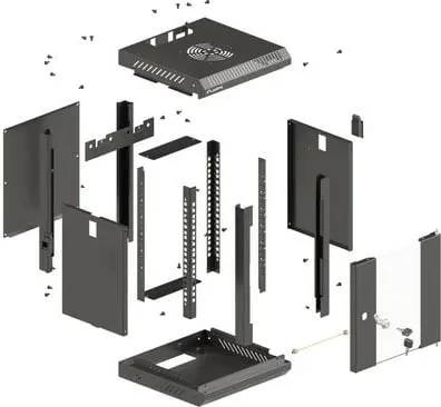 Kasë RACK LANBERG 10" 4U, e zezë, dyer xhami - 10