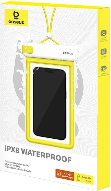 Këse uji për telefon Baseus Deepdive, IPX8, 4 shtresa mbylljeje, e verdhë - 5