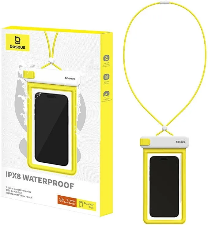 Këse uji për telefon Baseus Deepdive, IPX8, 4 shtresa mbylljeje, e verdhë - 7