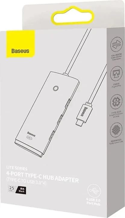 Kasë USB-C Baseus OS-Lite WKQX080101, 4 porta USB 3.0, 25cm, e zezë - 7