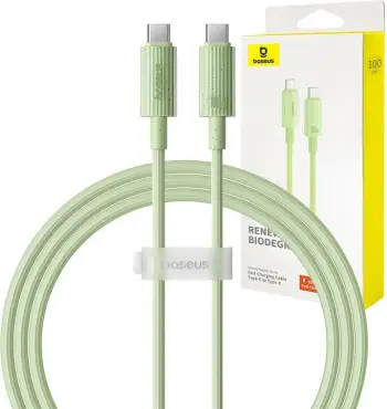 Kabllo karikimi e shpejtë Baseus Habitat Series USB-C në USB-C, 1m, 100W, e gjelbër