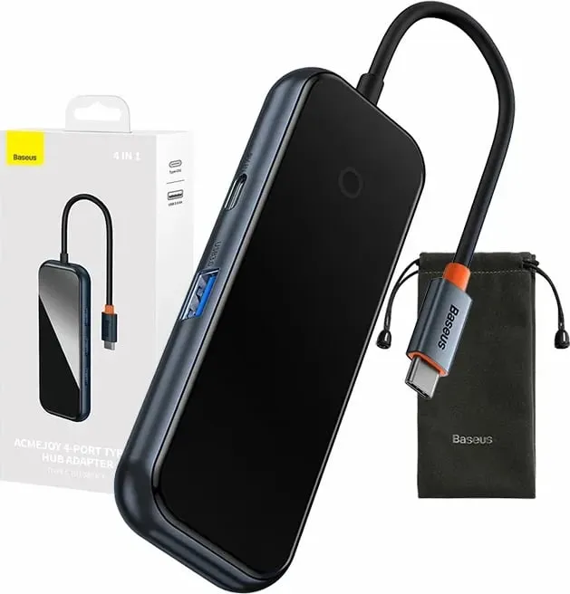 Adapter Baseus WKJZ010513 4-në-1, USB-C në 4xUSB 3.0, Gri e errët - 1