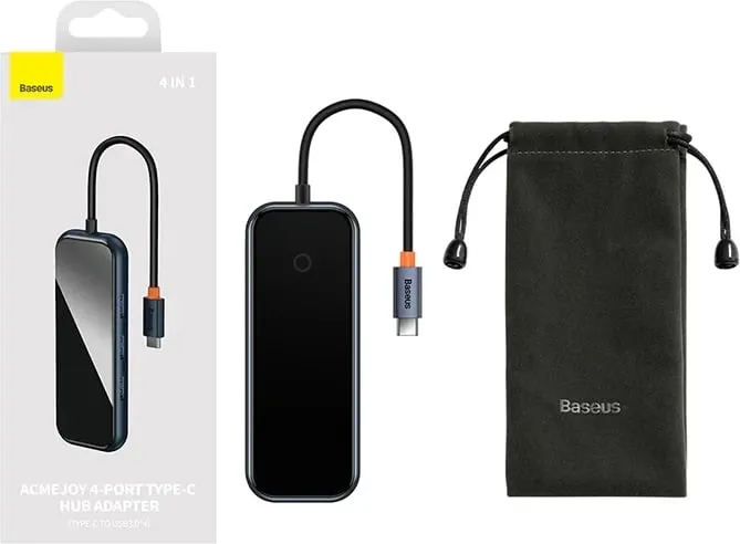 Adapter Baseus WKJZ010513 4-në-1, USB-C në 4xUSB 3.0, Gri e errët - 2