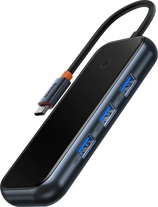 Adapter Baseus WKJZ010513 4-në-1, USB-C në 4xUSB 3.0, Gri e errët - 4
