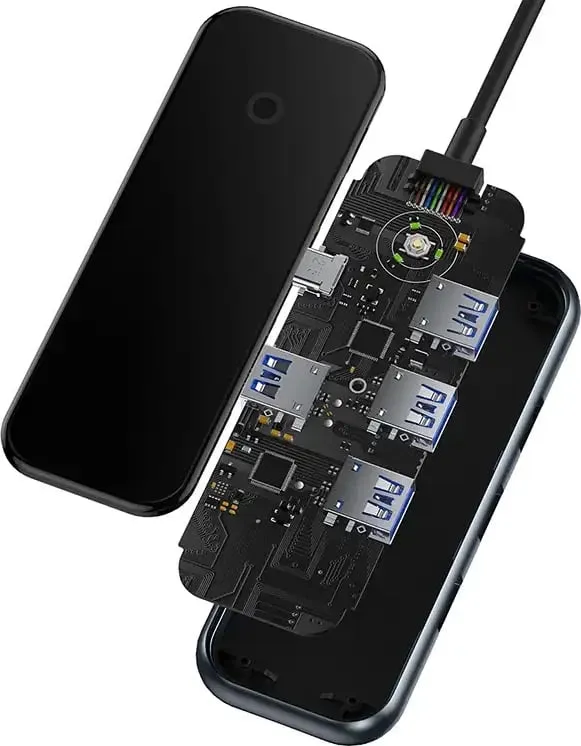 Adapter Baseus WKJZ010513 4-në-1, USB-C në 4xUSB 3.0, Gri e errët - 5