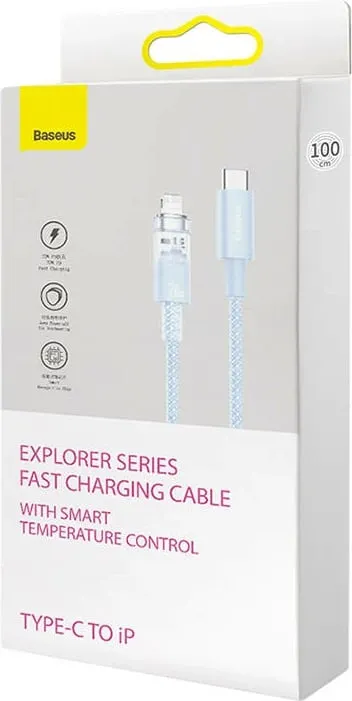 Kabllo karikimi i shpejtë Baseus Explorer, USB në Lightning, 1m, Blu - 9
