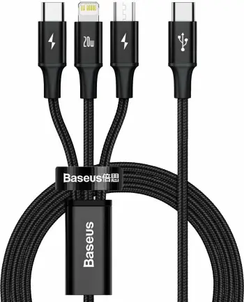 Kabllo 3-në-1 Baseus Rapid Series CAMLT-SC01, 1.5m, e zezë