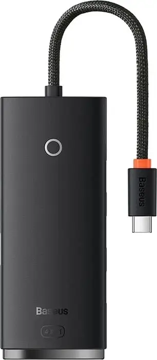 Kasë Baseus Lite Series HUB 4-në-1, USB-C në 4x USB 3.0 + USB-C, 25cm, e zezë