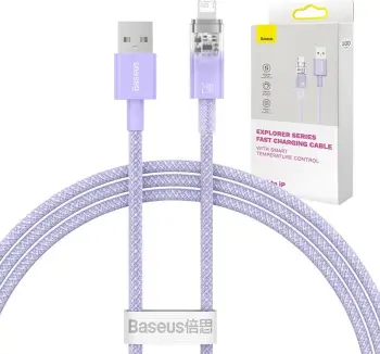 Kabllo karikimi e shpejtë Baseus Explorer Series USB-A në Lightning, 1m, vjollcë